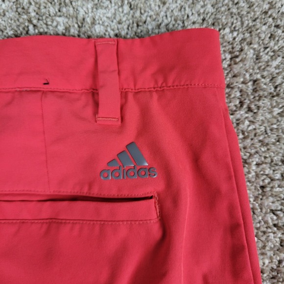 Adidas Mens 34 Solid Red Elastic Waist Performance Stretch Chino Golf Shorts - Picture 4 of 6